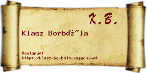 Klasz Borbála névjegykártya